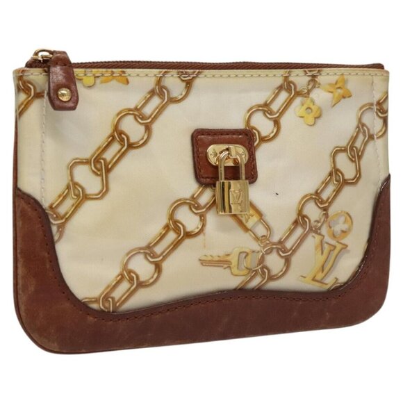 LOUIS VUITTON Monogram Charm Pochette Plat Coin Purse Brown - Picture 1 of 15